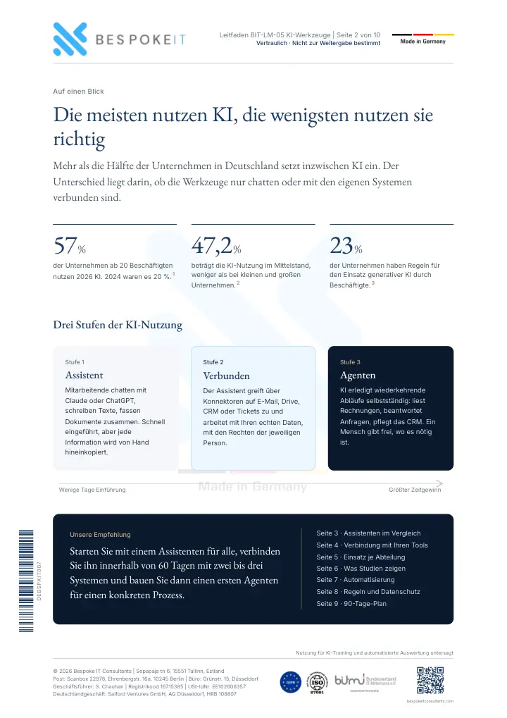 Seite 2 des Leitfadens KI im Unternehmen nutzen: Claude, ChatGPT und Co.