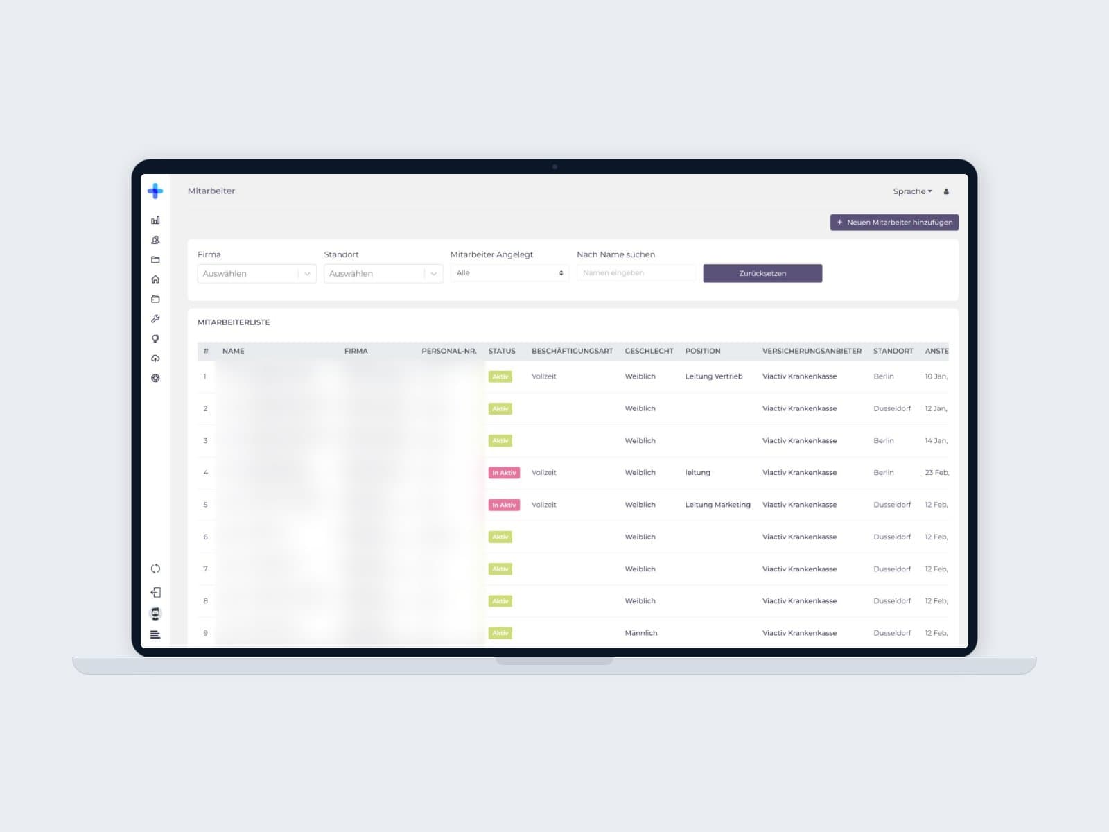The VIACTIV member administration portal on a laptop